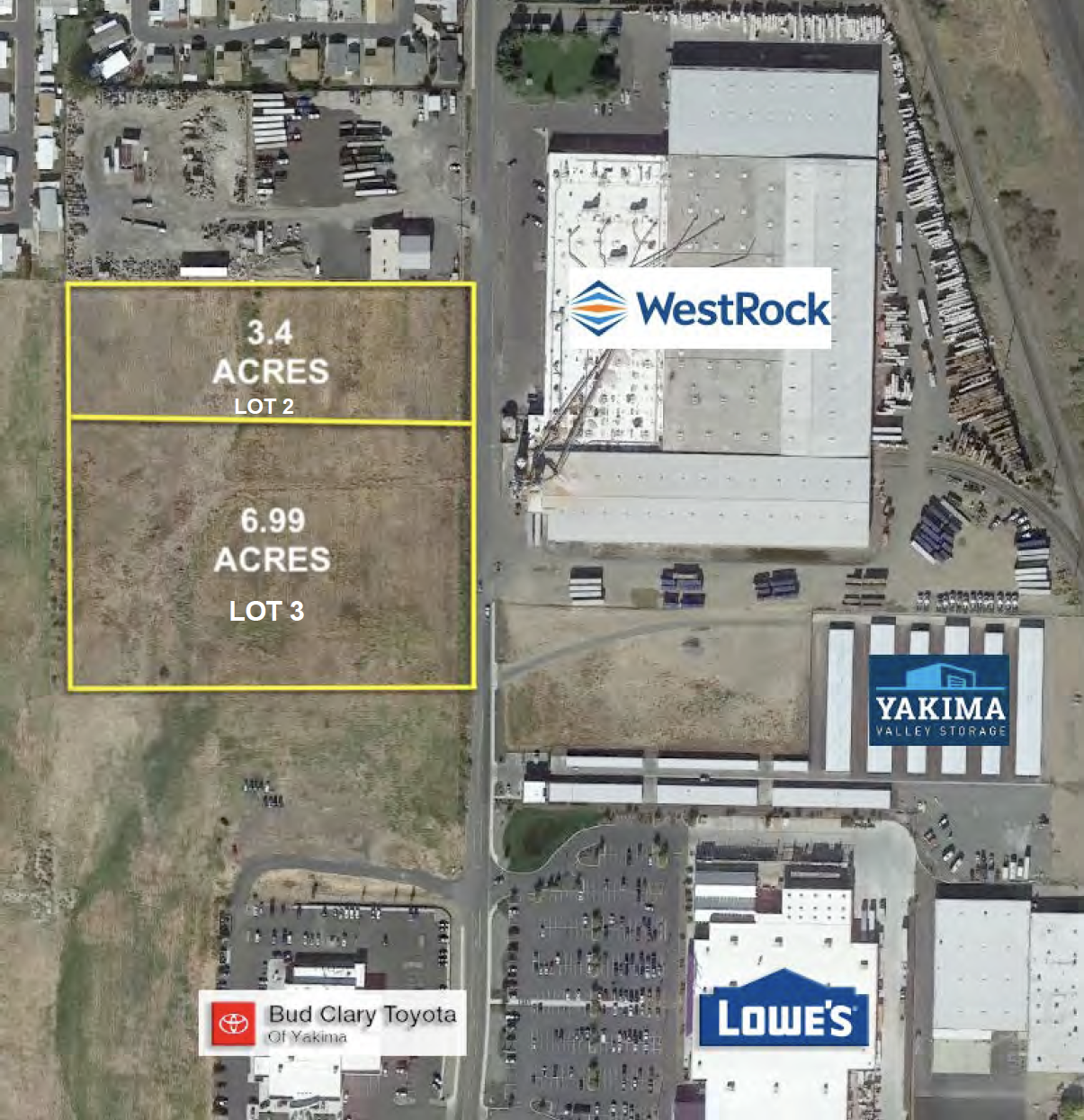 Map of lots for sale in Union Gap