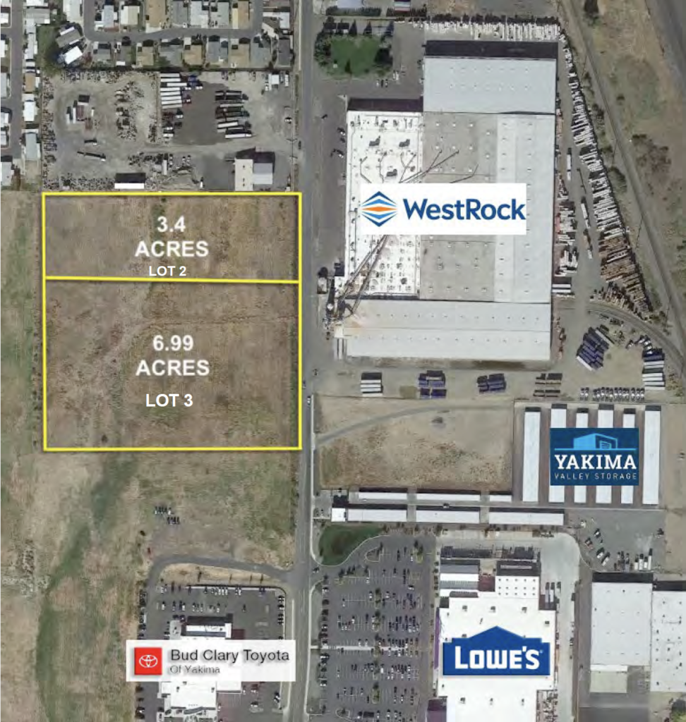 Map of lots for sale in Union Gap